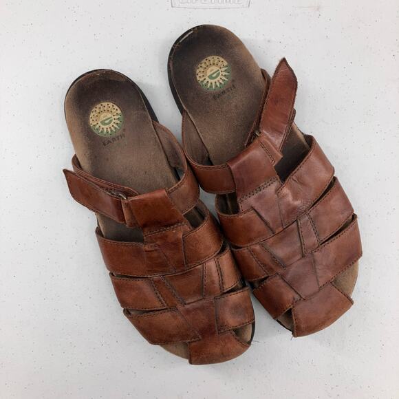 Earth Spirit Gelron 2000 Brown Leather Colorado 2 Adjustable Mule Slip On Shoes - Picture 2 of 10